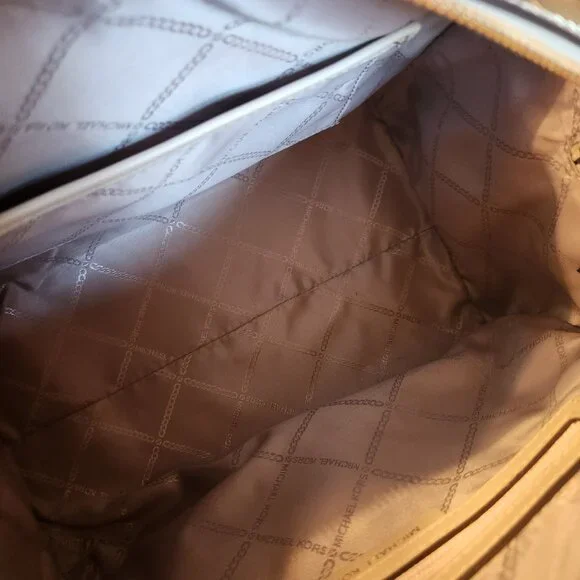 Michael Kors Gold Embossed MK Gold Metallic-Finish Grayson Satchel - Picture 8 of 16